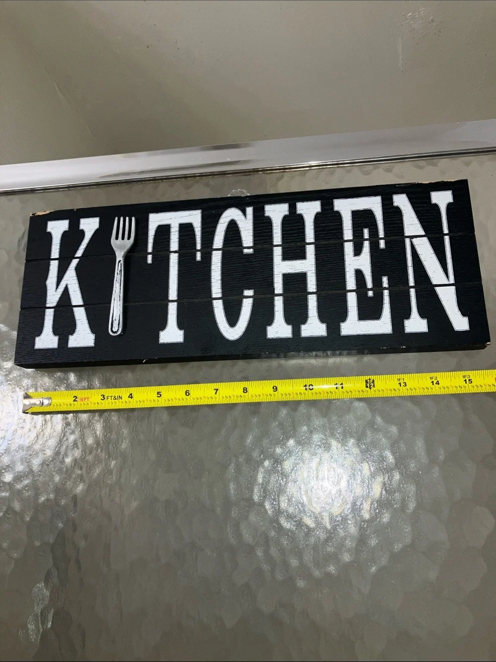 Black 'KITCHEN' Wall Plaque with 3D Fork Accent